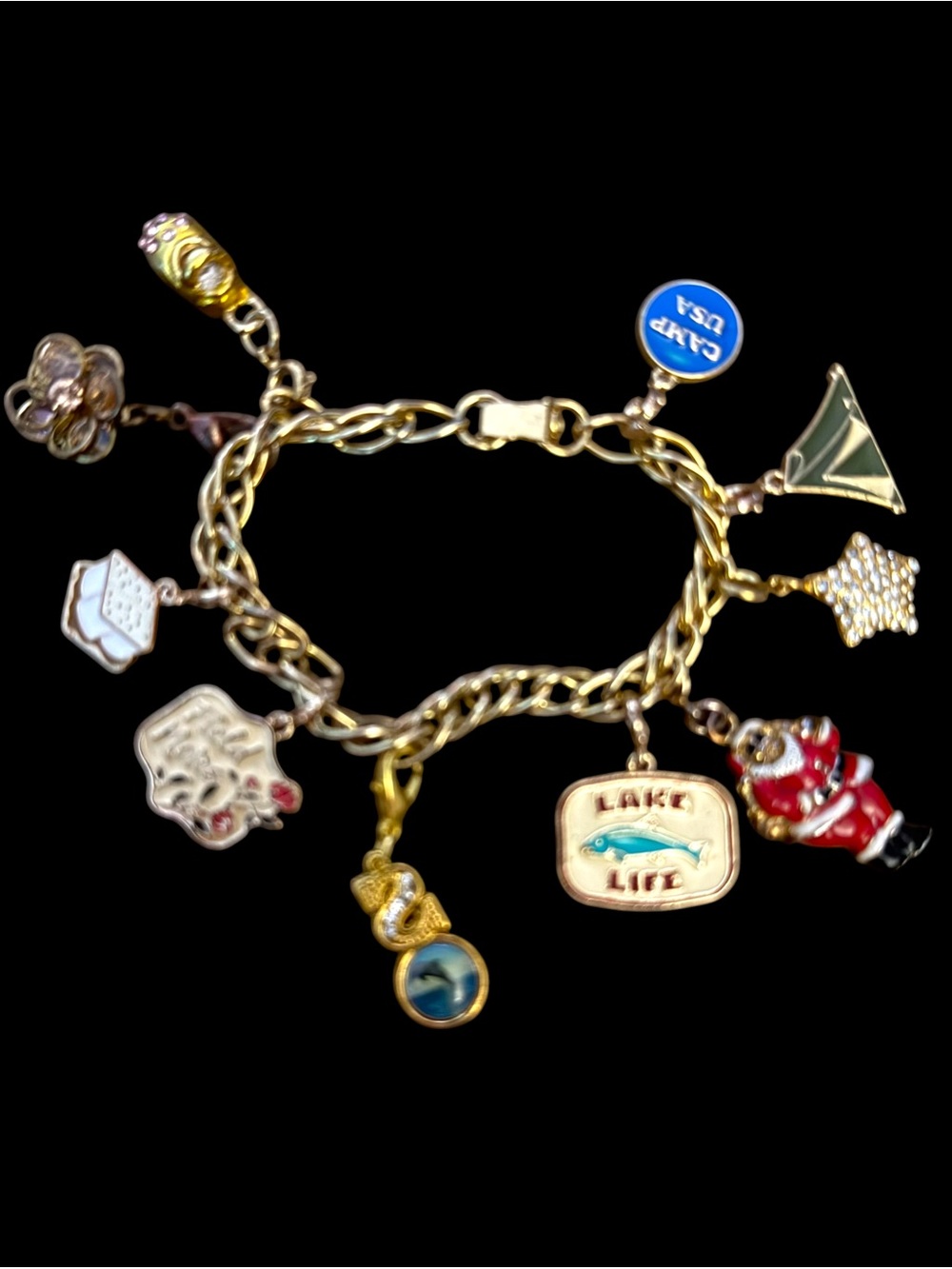 Gold tone assorted charm bracelet
